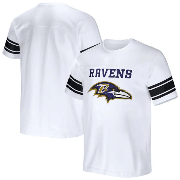 Men's Baltimore Ravens White x Darius Rucker Collection Football Striped T-Shirt